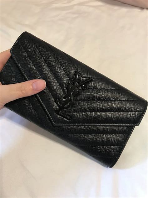 ysl monogram large flap wallet in glitter striped|YSL handmade wallet.